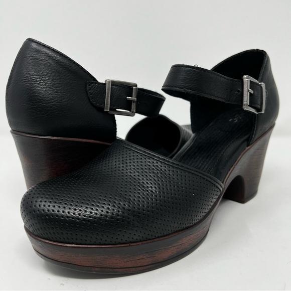 b.o.c. Shoes - b.o.c. Black Leather Platform Shoes with Buckle